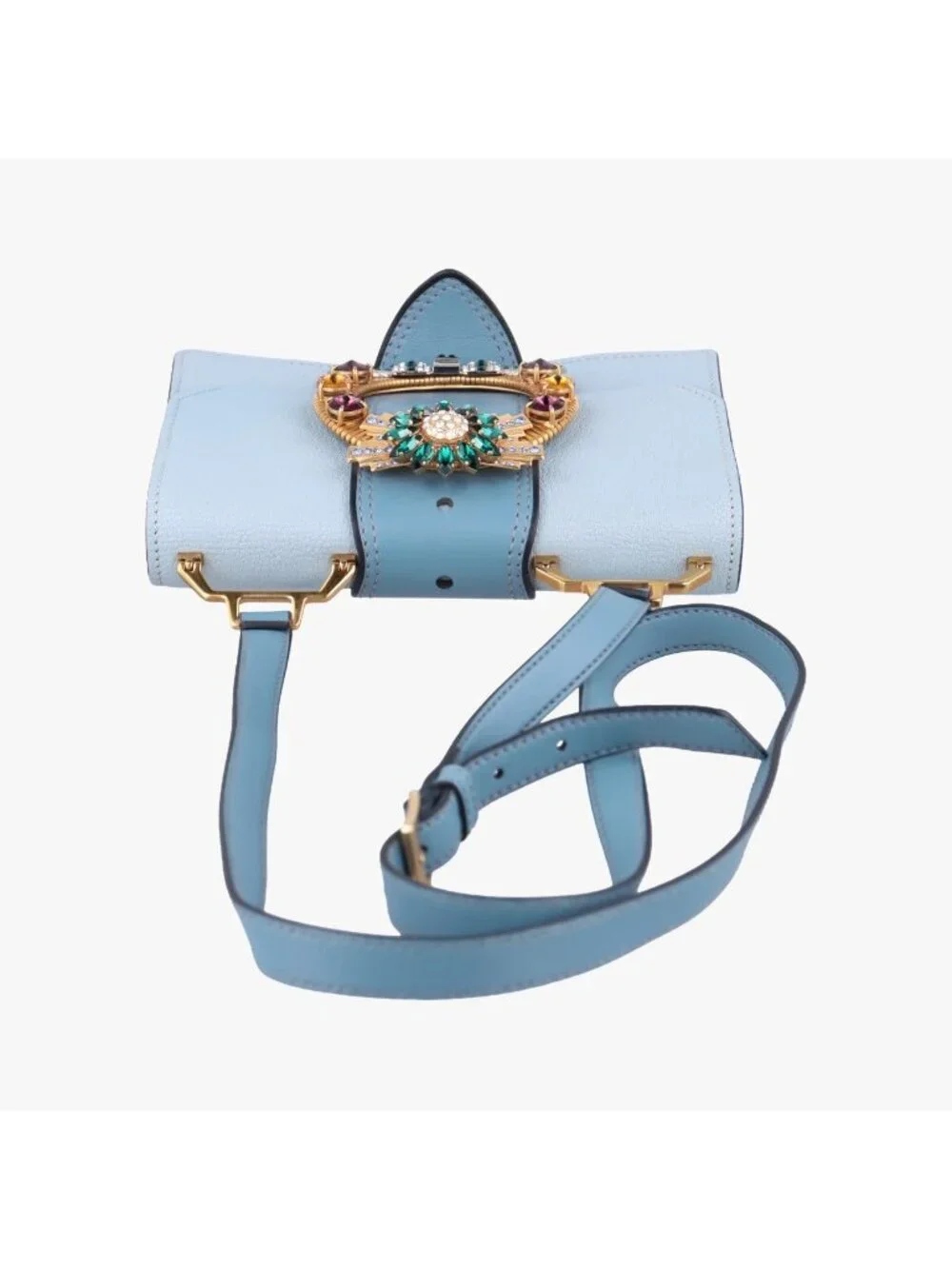 Miu Miu Blue Multicolor Leather Shoulder Bag